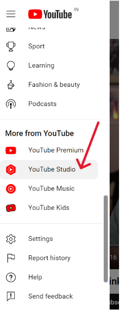 Click on YouTube Studio