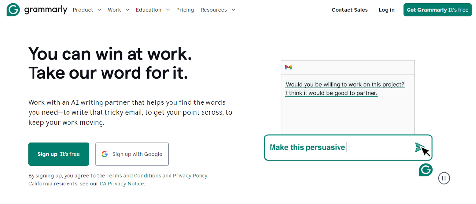 Grammarly AI Website