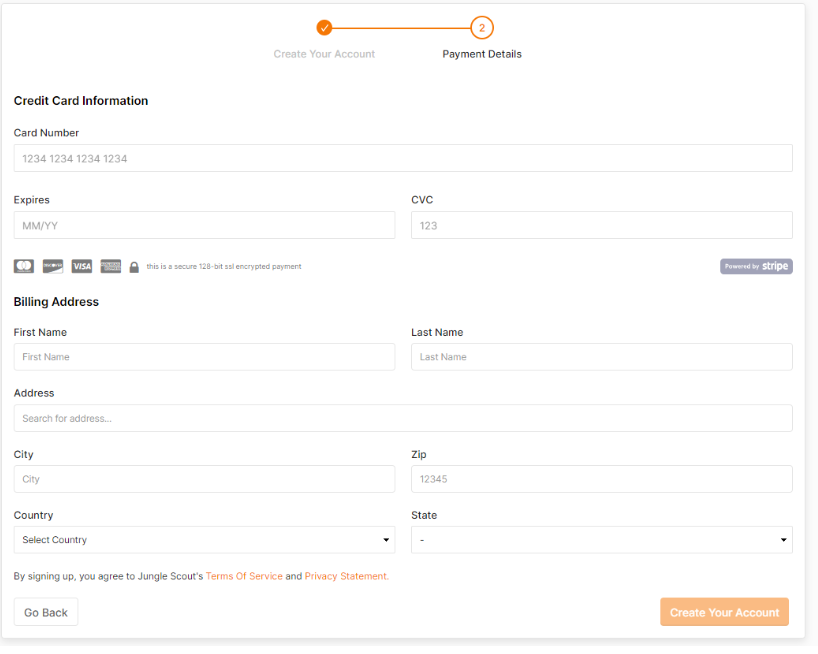 Jungle Scout Free Trial - Payment Detailes