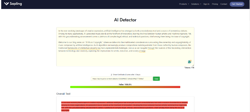 Sapling AI Detector