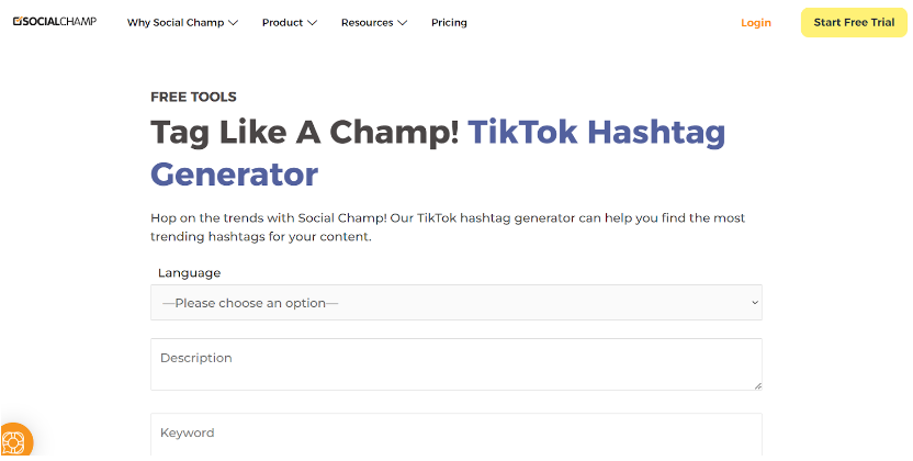 Social Champ Hashtag Generator