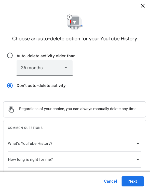 Click on Auto-delete activity older than