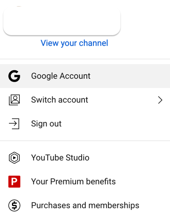 Click on the Google account option