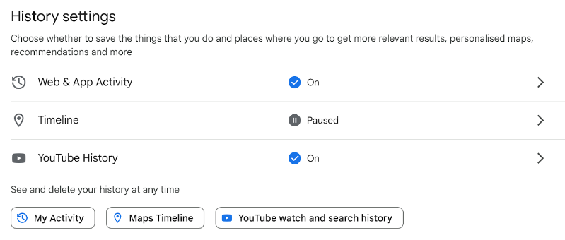 Scroll down to History Settings