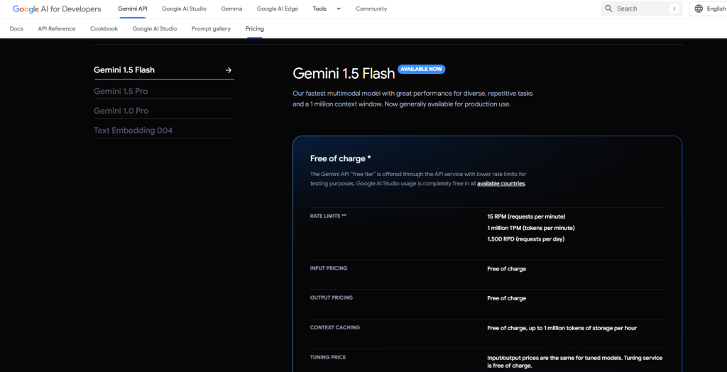 Google Gemini API Pricing
