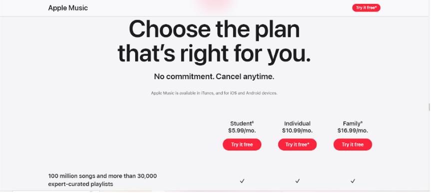 Apple Music - Pricing & Plans