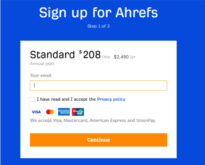 Sign Up For Ahrefs