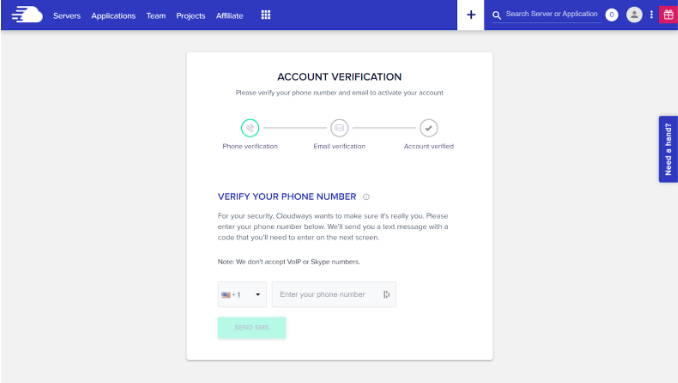  Enter your phone number - Cloudways Promo Code