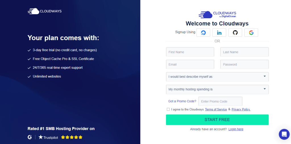 Cloudways- Create an account
