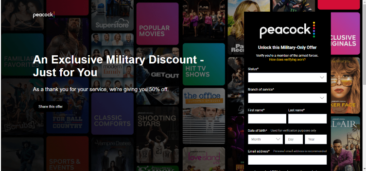 Peacock - Military Discount